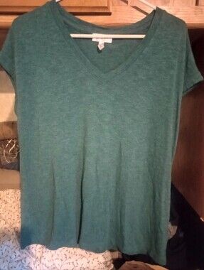 Jessica Simpson Teal Green V-Neck Short Sleeve Top